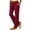 Wine, variant on Gytharion Women's Elastic Waist Pants Solid Color Casual Straight Leg Pants with Pockets Fashion Split Hem Stretchy Trousers