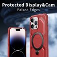 thumbnail image 6 of Rugged Case for iPhone 15 Pro Max, Heavy Duty 360° Rotating Strong Magnetic Stand Hard Cover Anti-Shock Armor Slim Anti-fall Phone Case Cover for iPhone 15 Pro Max, Red, 6 of 6