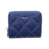 DKNY Blue Quilted Faux Leather Zip Around Wallet