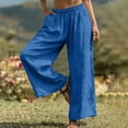 thumbnail image 6 of Women's Wide Leg Cotton Linen Pants Summer Boho Casual Flowy Pants Elastic Waist Beach Vacation Travel Trousers with Pockets, 6 of 6