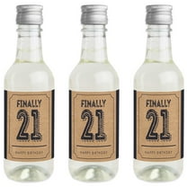 Big Dot of Happiness Finally 21 - 21st Birthday - Mini Wine and Champagne Bottle Label Stickers - 21st Birthday Party Favor Gift - Set of 16