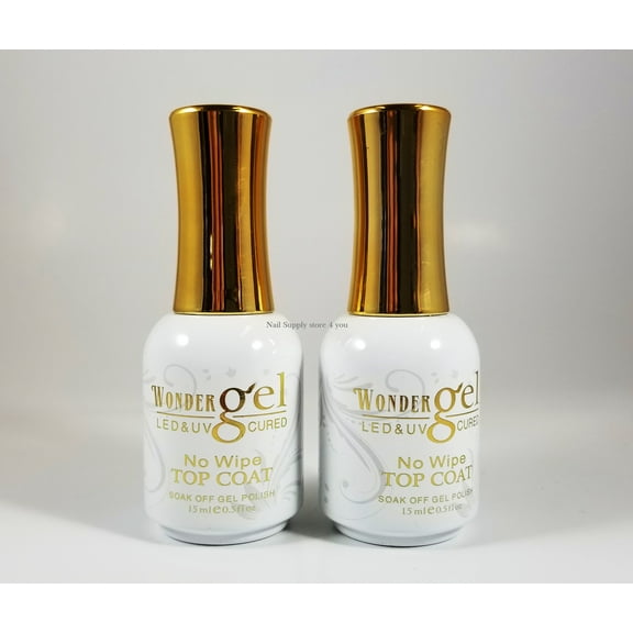 Pack of 2 - WONDER GEL - Soak off Gel No-wipe Top coat 0.5 fl.oz