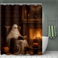 thumbnail image 4 of Fabric Shower Curtain Liner Polyester Reinforced Rustproof Halloween Design Water Resistant Machine Washable for Bathroom Tub Enclosure, 4 of 5