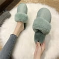 thumbnail image 5 of Anuirheih Slippers for Women, Soft Plush Warm Slip-on Slippers, Rhinestone Wool Drag Warm Indoor Outdoor Slippers(Green）, 5 of 5