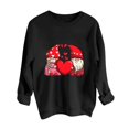 thumbnail image 7 of ibuvkizy Sweatshirt for Women Valentine's Day Round Neck Lover's Love Print Sweatshirt Long Sleeved Pullover Top/shirt Black,XS, 7 of 7