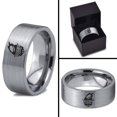thumbnail image 4 of Tungsten Rugby Crest Band Ring 8mm Men Women Comfort Fit Gray Flat Cut Brushed Polished, 4 of 4