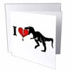 3dRose Dinosaur Eats Heart, Greeting Cards, 6 x 6 inches, set of 12