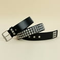 thumbnail image 4 of Harmtty Punk Rock Rivet Belt Studded Belt Grommet Threads Belt Square Rivets Pyramid Metal Inlays Adjustable Straps Imitation Leather Belt, 4 of 8