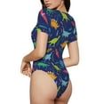 thumbnail image 3 of Naloa Dinosaurs Women's Short-Sleeved Onesie, One-Piece Swimsuit for Parties, dates, clubs - Medium, 3 of 9