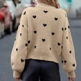 thumbnail image 5 of Tiweut Women's Casual Mock Neck Sweater Cozy Lantern Sleeve Cute Heart Pattern Knitted Tops Fall Pullover Sweaters,Beige,S, 5 of 5