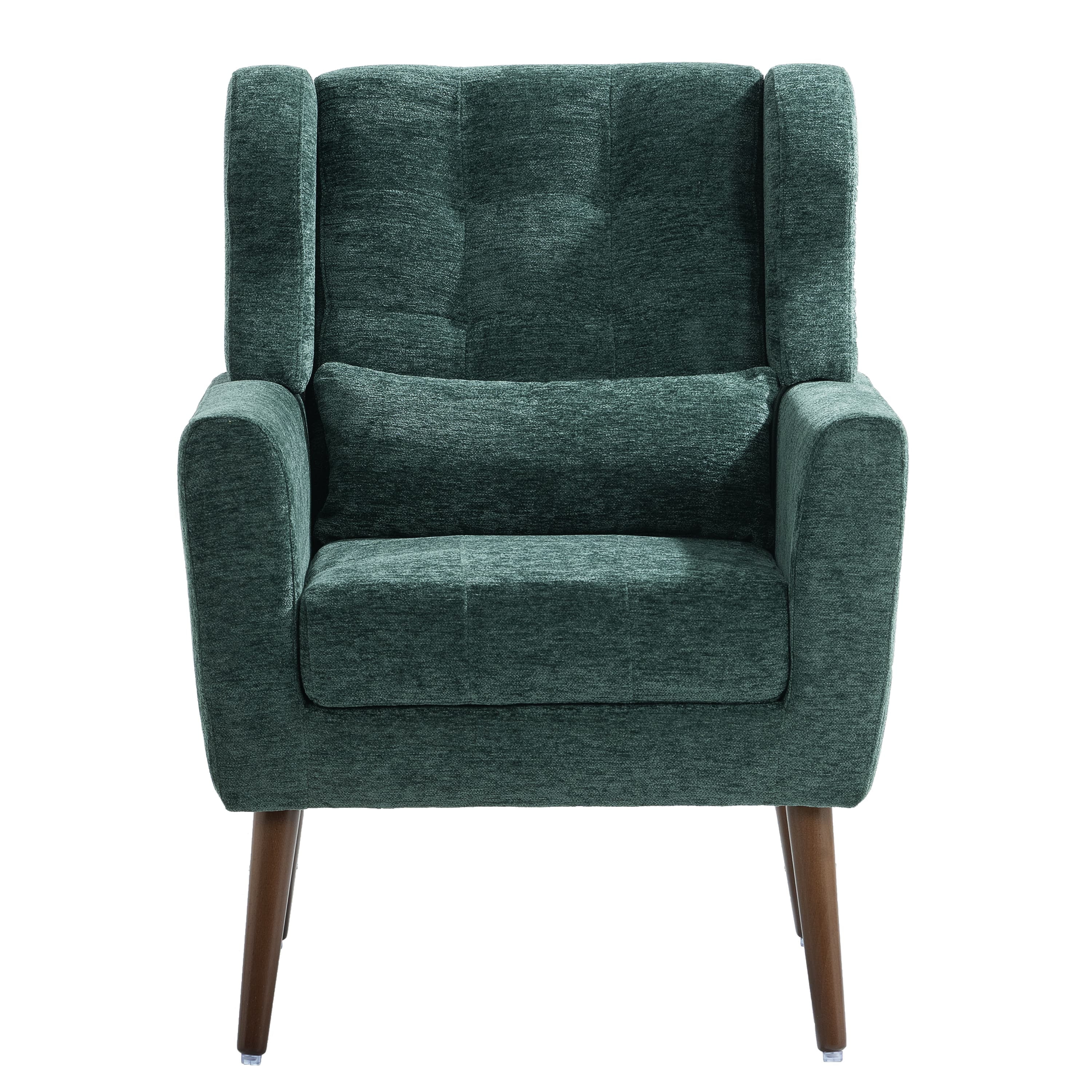 Aukfa Modern Accent Chairs,Chenille Arm Chairs for Living Room w/ Pillow for Bedroom,Blackish Green