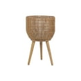 thumbnail image 4 of Better Homes & Gardens 13 Inch Round Brown Resin Rattan Planter & Stand with Acacia Wood Legs, 4 of 6