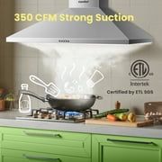 Comfee 36 Ductless/Ducted, Convertible, Pyramid Range Hood, Stainless Steel, CVP36W4AST
