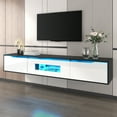thumbnail image 3 of 71" LED TV Stand for 80 Inch TV, High Gloss Entertainment Center with 3 Storage Cabinets and Hollow Door, Modern TV Media Console with Power Outlet & Light for Living Room, Bedroom, Black + White, 3 of 8