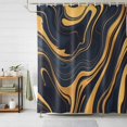 thumbnail image 6 of Bathroom Shower Curtain Abstraction Marble Texture Pattern Waterproof Shower Curtains with Hooks, Gold Striped Bath Curtains Bathtub Curtain Home Decor 72x84in, 6 of 9