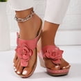 thumbnail image 3 of Wedge Sandals for Women Retro Flower Platform Flip Flops Buckle Strap Slip on Slides Summer Heels Beach Shoes Orthopedic Slippers Red Size 7.5, 3 of 5