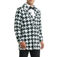 thumbnail image 4 of INSPIRE CHIC Houndstooth Trench Coat for Men's Double Breasted Plaid Pattern Winter Overcoat M Black White, 4 of 6