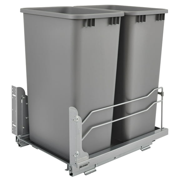 Rev-A-Shelf Double 50 Qt Pullout Soft-Close Steel Kitchen Garbage Cans