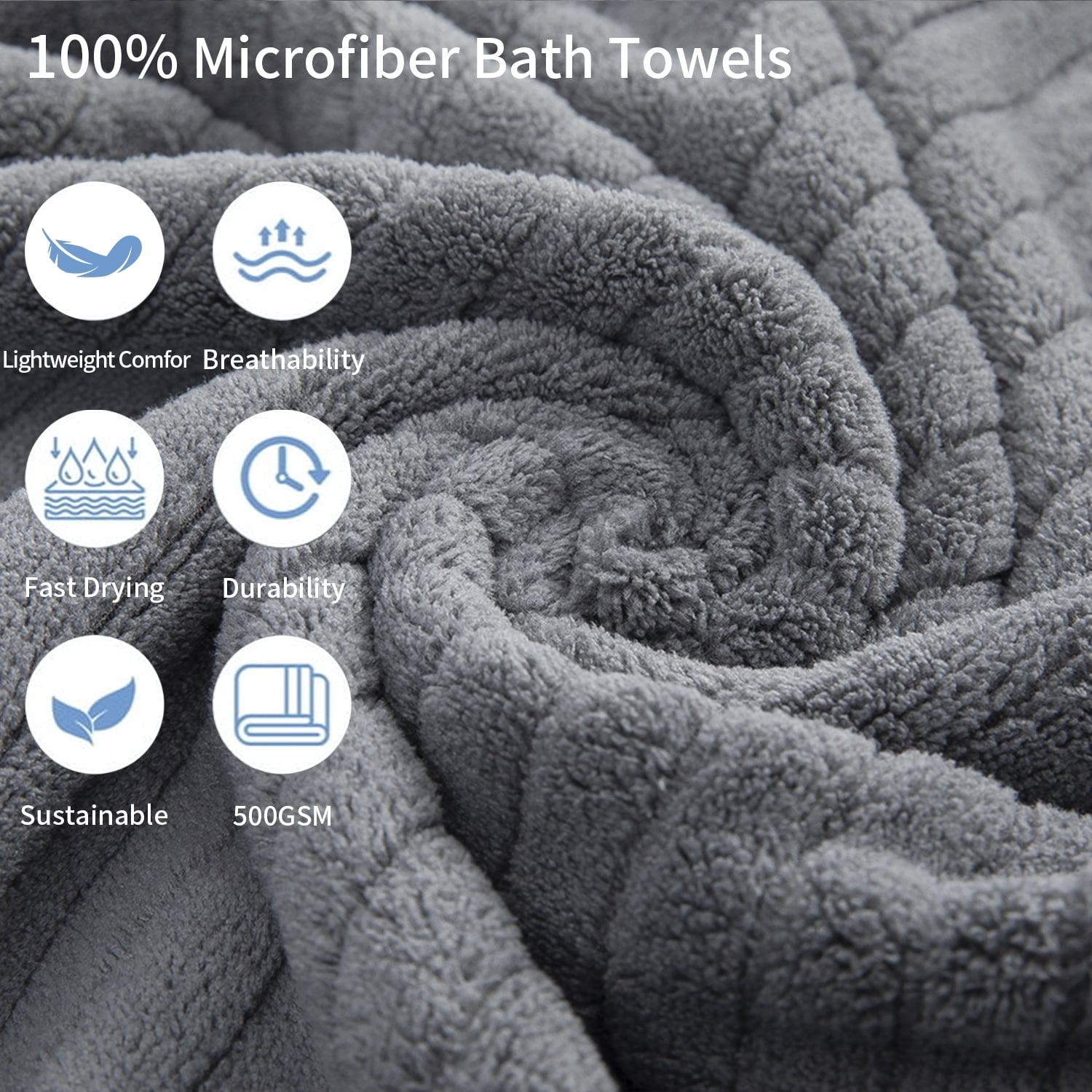 Covina Home 4 Pack Dark Gray Bath Towel Set Microfiber Bathroom Towel Set Ultra Soft Plush Oversized Towels Adult Luxury Bath Sheet