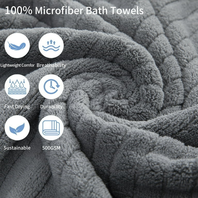 Microfiber Towel Set Gray Microfibre Large Bath Towel Set Of 350