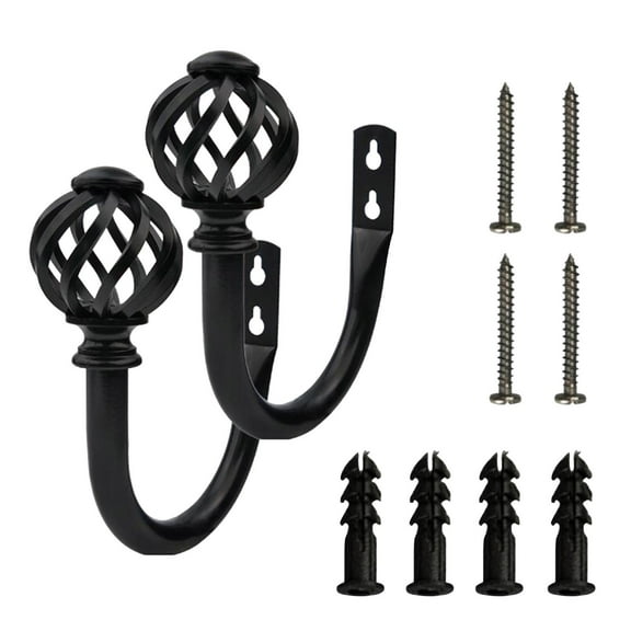 Zmeidao 2 Pack Curtain Holdback Hooks,U-Shaped Hook Wall Mounted Curtain Tieback Hook,Decorative Window Curtain Holdbacks for Drapes Metal Curtain Holder Curtain Accessories Square Black