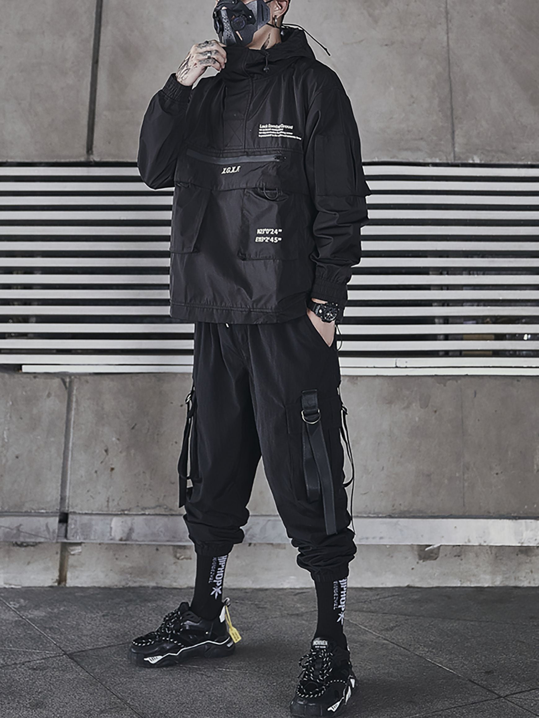Niepce Inc Streetwear Black Combat Multi-pockets Cyberpunk