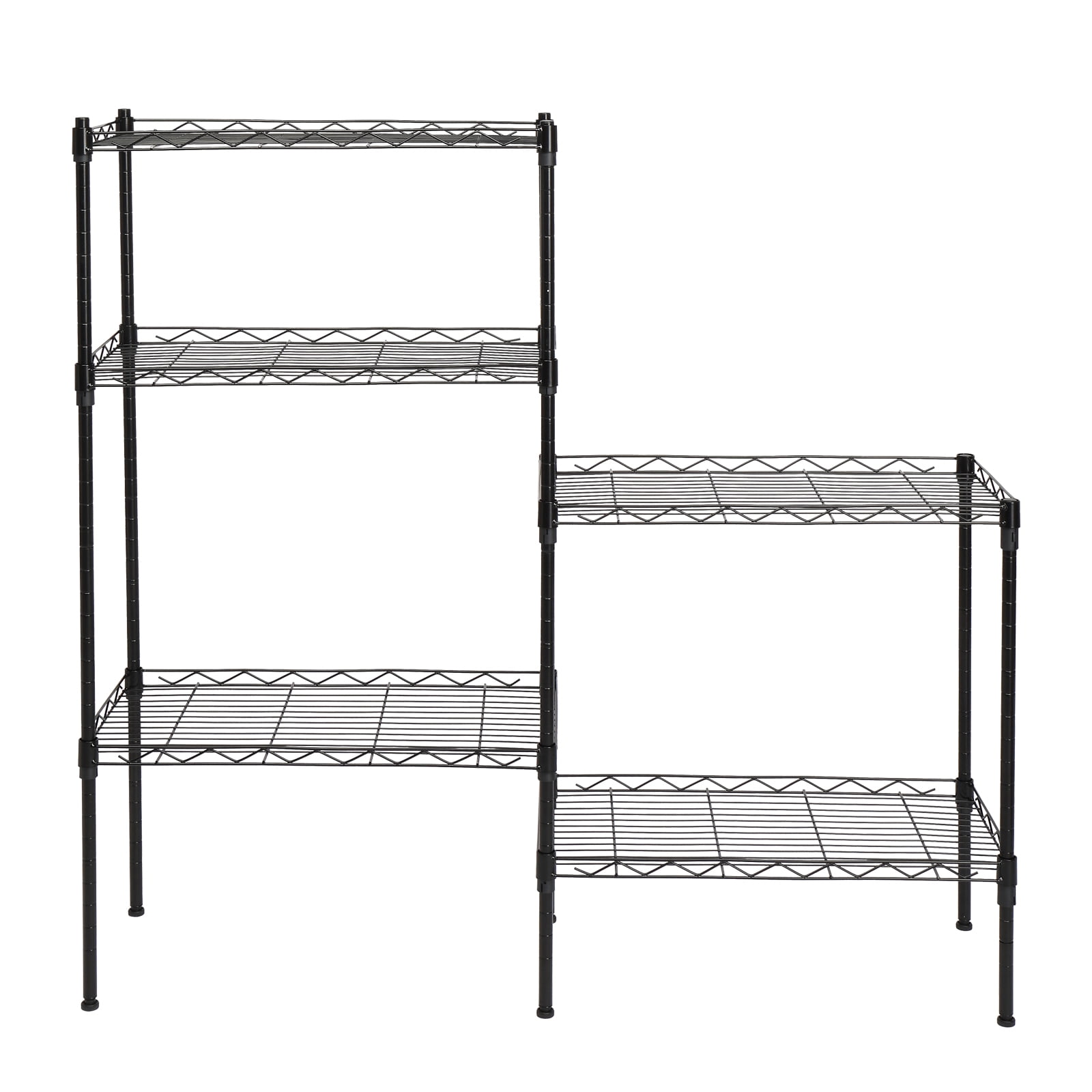 Floor Standing Carbon Steel Storage Rack, Black Changeable Assembly Adjustable Layer Shelf, Carbon Steel PP Anti-rust Mesh Storage Organizer, Tool-free Quick Assembly Rack for Home Hotel Restaurant