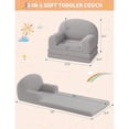 thumbnail image 3 of Gray Moon 2 In 1 Convertible Teddy Fleece Kids Sofa Lounge Chair, 3 of 7