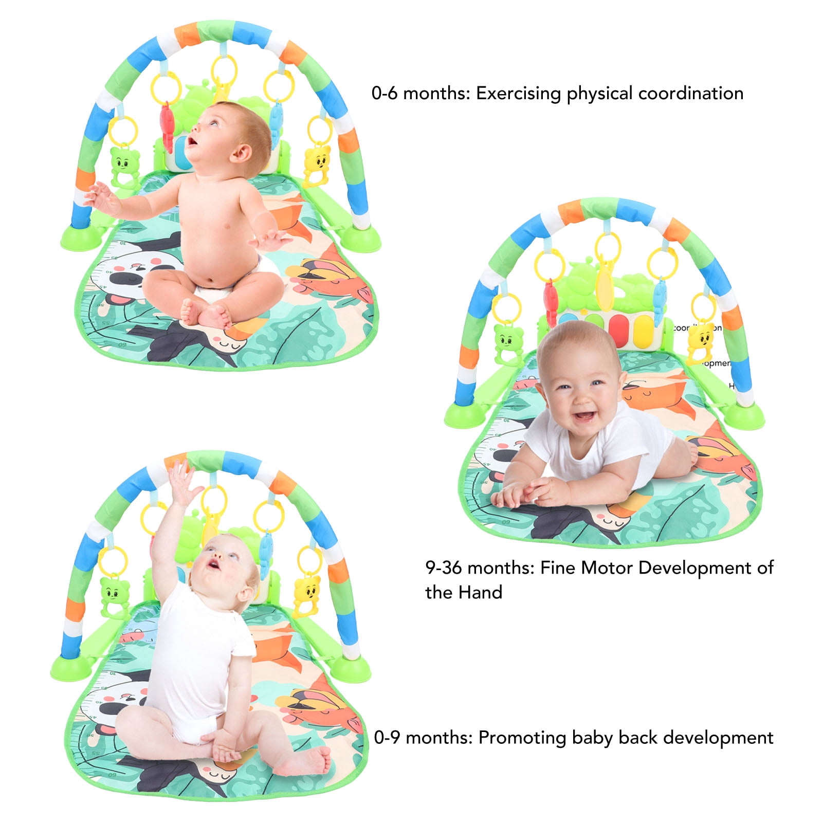 M Buder Baby Kick Piano Mat Soft Educational Folding Sensory Gym Learning Toy for Newborn, 14.5 inches / 37 cm