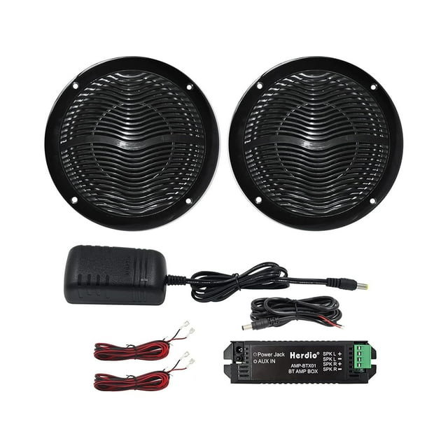 Altavoces Bluetooth marinos Herdio de 6.5 pulgadas y 120 W Peak, color negro