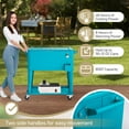 thumbnail image 3 of Ktaxon 80 Qt Rolling Ice Chest Cooler Cart Outdoor Trolley with Storage Shelf, Bottle Opener & Cap Collector for 48 Hour Cold Drinks, Blue-Green, 3 of 8