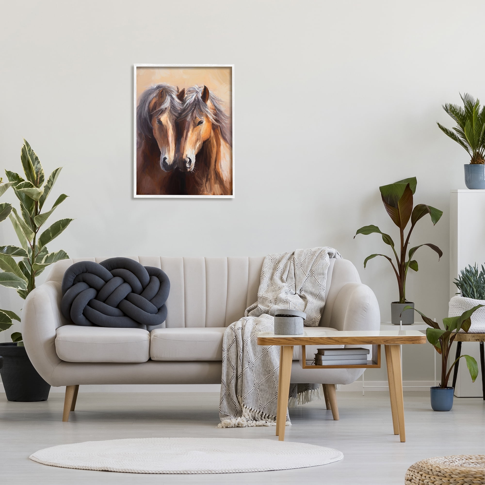 Stupell Industries Horse Twins Hugging Animals & Insects Painting White Framed Art Print Wall Art, 24 x 30