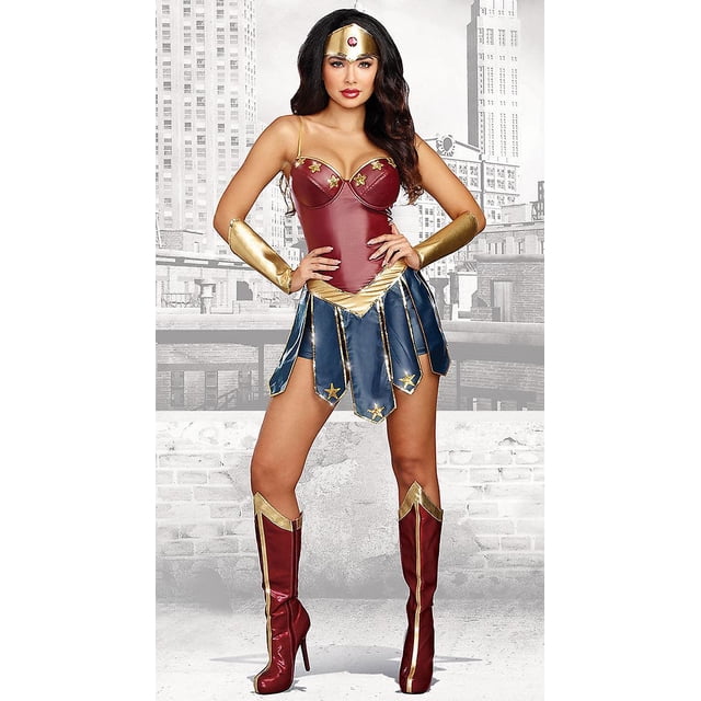 Mujeres fiesta de Halloween película Justice Wonder Fantasia Fancy Dress League superhéroe Superwomen disfraz S-3xl