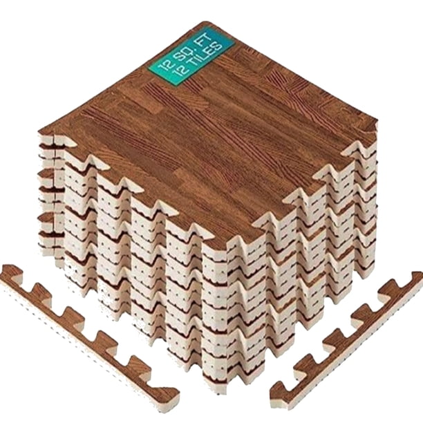 Colchoneta de ejercicios Yes4All, rompecabezas con vetas de madera, 12 pies cuadrados con borde