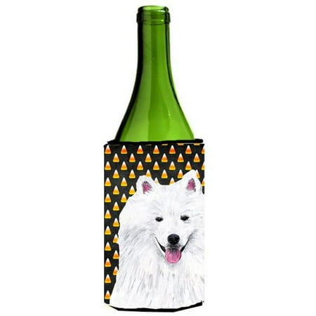 

American Eskimo Candy Corn Halloween Portrait Wine Bottle Hugger