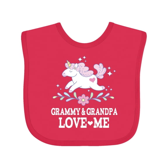 Inktastic Grammy and Grandpa Love Me Grandchild Unicorn Girls Baby Bib