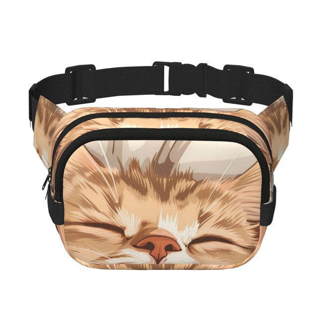 Balery Sleeping Cat In Blanket Mochila Cinturón para Mujeres y Hombres, Bolsa de Cintura Impermeable de Doble Capa con Correa