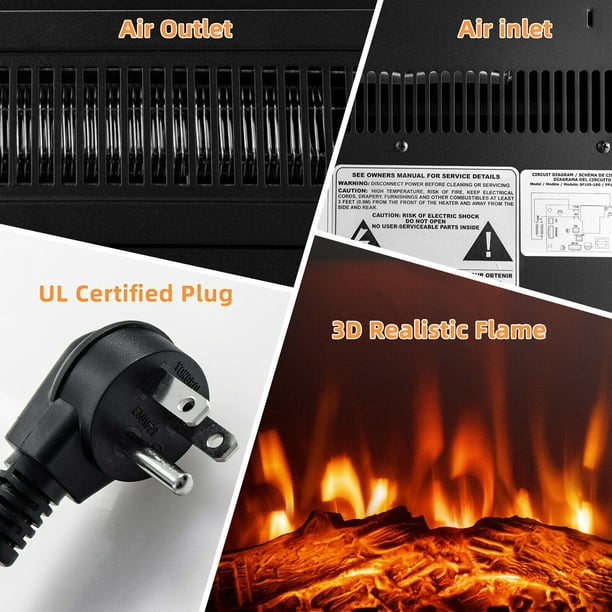 Gymax 18'' Electric Fireplace Inserts & Freestanding Adjustable