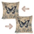 thumbnail image 3 of Outdoor Pillows for Patio Furniture French Postcard Butterfly Floral Blue Pillow Protector 18"x18" French Country Farmhouse Pillow Cover Couch Pillows for Iiving Room, 3 of 7