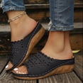 thumbnail image 2 of Dakaela Women's Platform Wedge Sandals Floral Hollow out Orthopedic Slip on Slides Casual Outdoor Walking Summer Beach Shoes Black Size 8.5, 2 of 9