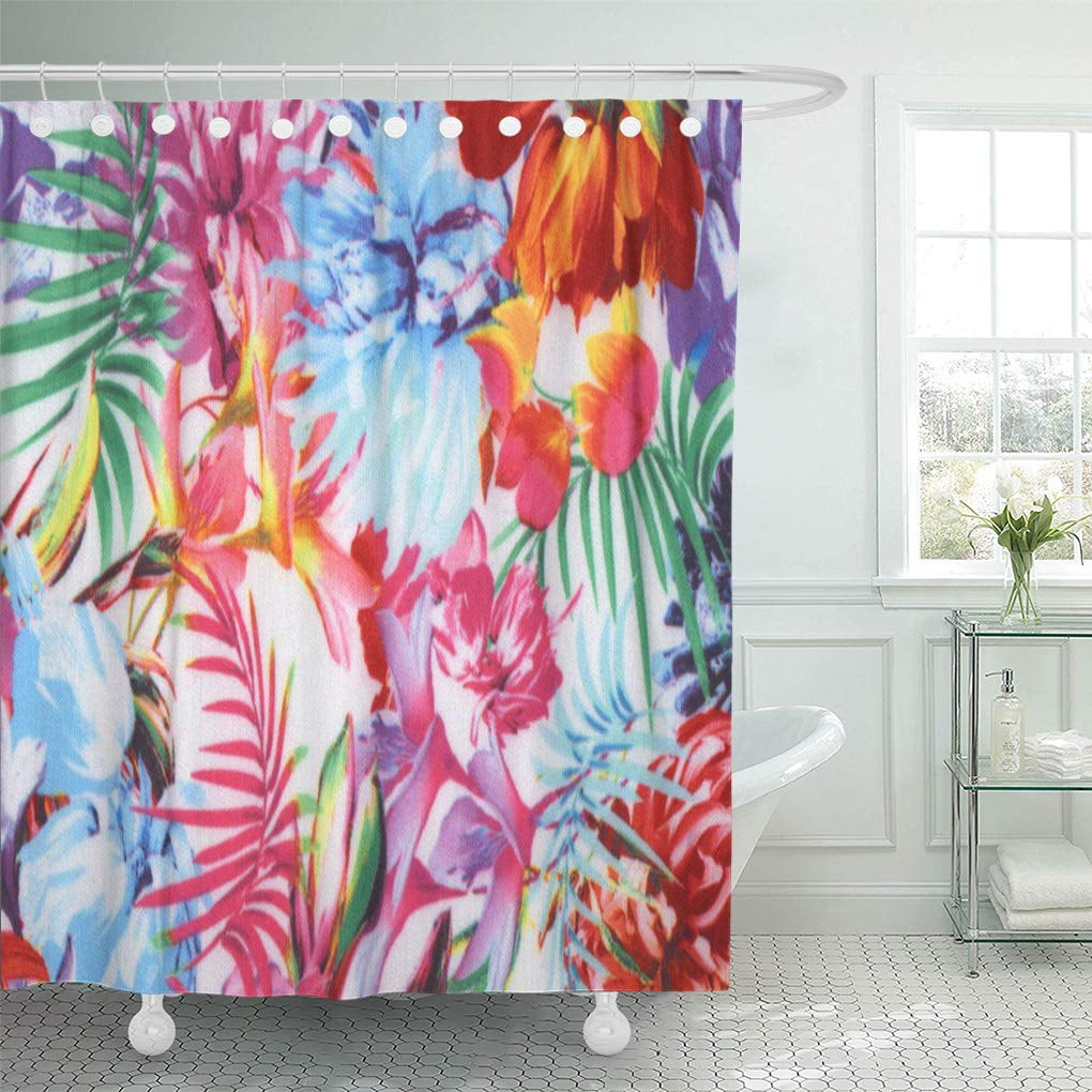 CYNLON Pink Hawai Girly Tropical Hawaiian Vibrant Orange Flowers Bird