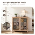 thumbnail image 3 of Alpha Joy 2-Door Accent Distressed Cabinet with Large Interior Storage, Retro Storage Cabinet with 2 Doors & Wood Frame, Checkered Patterns for Living Room, Entryway, 3 of 8