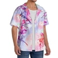 thumbnail image 2 of PAYOHTO Watercolor Flowers Pink Mens Hawaiian Casual Short-sleeved Shirt Tropical Summer Beach Button Down Shirts, 2 of 7