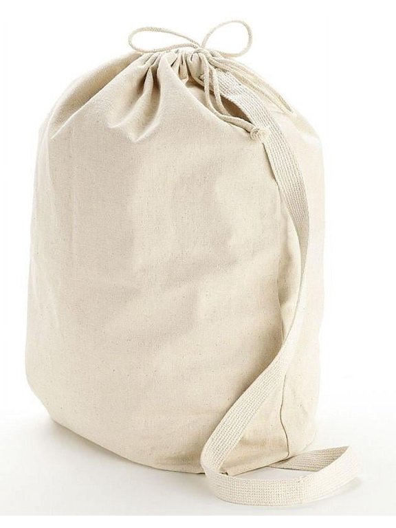 Heavy Duty Natural Cotton Canvas Laundry Bags (Set of 3- Large, Natural)