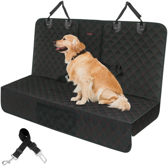 Dog Car Seat Covers for Back Seat Waterproof Bench Seat Cover Protector Nonslip Durable Soft Pet Back Seat Covers for Car, Truck, & SUV (Black)