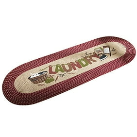 Collections Etc Braided Laundry Room Floor Runner Rug With Blue