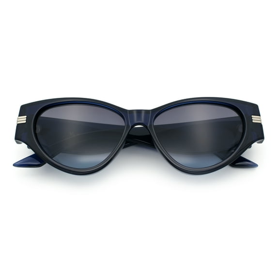 Womens Thick Temple Mod Cat Eye Plastic Fashion Sunglasses All Blue
