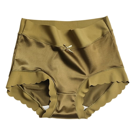 Women's Satin High Waist Panties, Plus Size Seamless Underwear with Silk Lined Gusset, Full Coverage Comfort Briefs