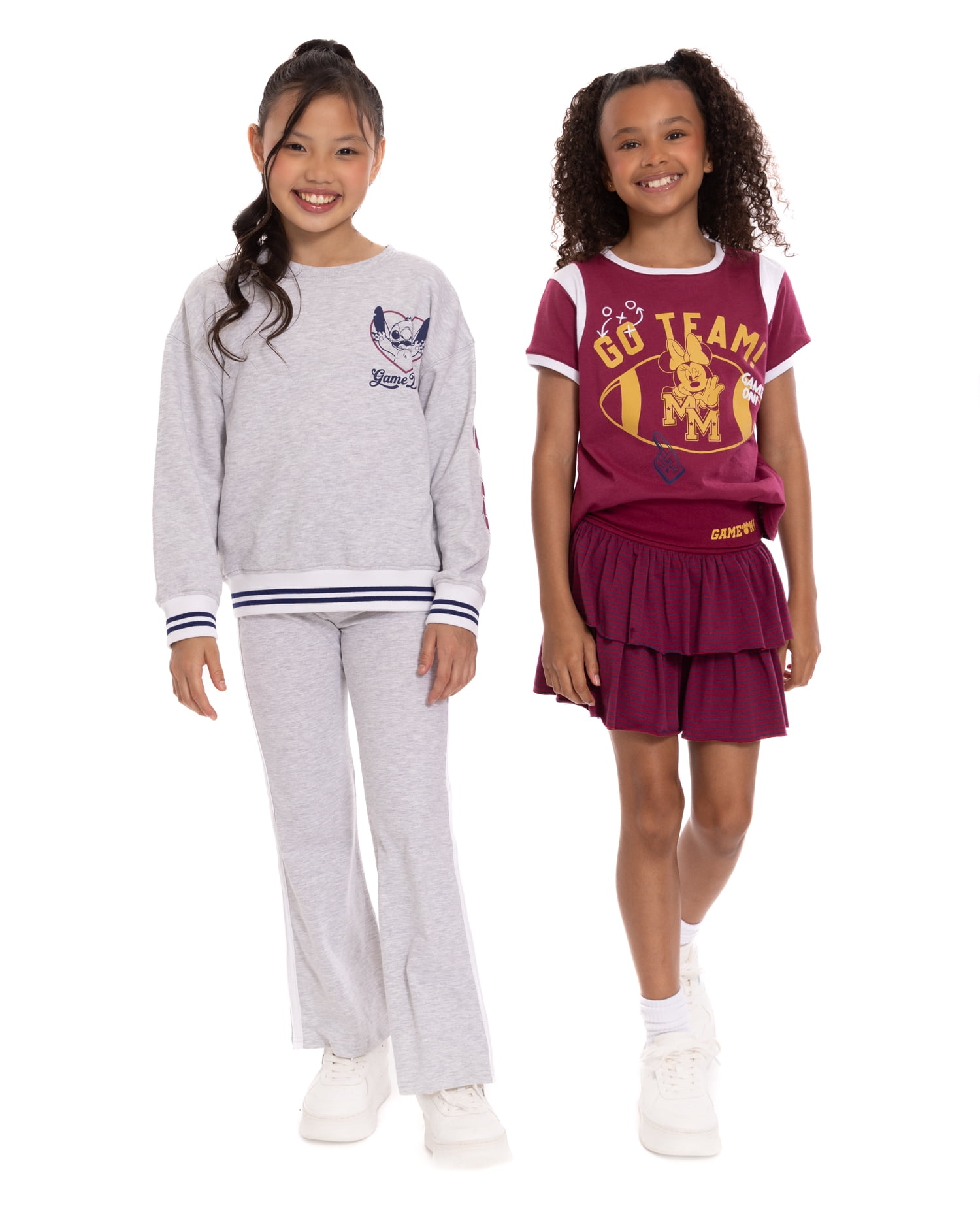 Stitch Girls’ Front Back Graphic Sweatshirt with Long Sleeves, Sizes 4-16