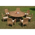 thumbnail image 6 of Grade-A Teak Dining Set: 7 Seater 8 Pc: 72" Round Table And 7 Wave Stacking Arm Chairs Outdoor Patio WholesaleTeak #51WV1708, 6 of 6